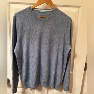 J MclLaughlin Men's Heathered Crewneck Blue Sweater 100% Percent Cotton ~SZ L